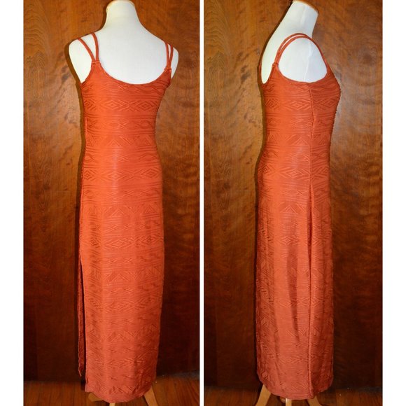 Vintage Newport News Persimmon Stretch Double Spaghetti Strap Full Length - Picture 4 of 7
